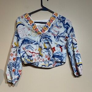 Rachel Zoe Multicolor Floral V-Neck Blouse